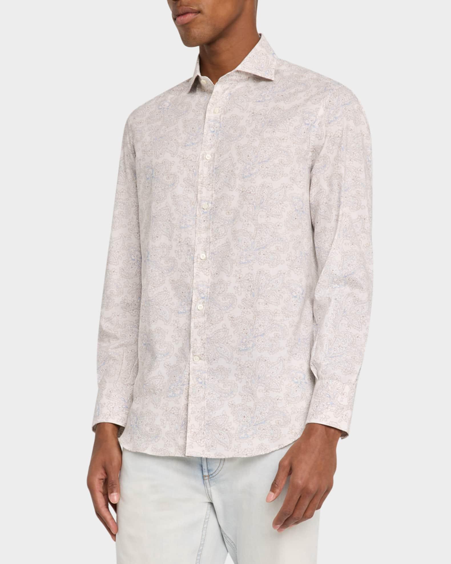 Men's Cotton Paisley Casual Button-Down Shirt Product Image