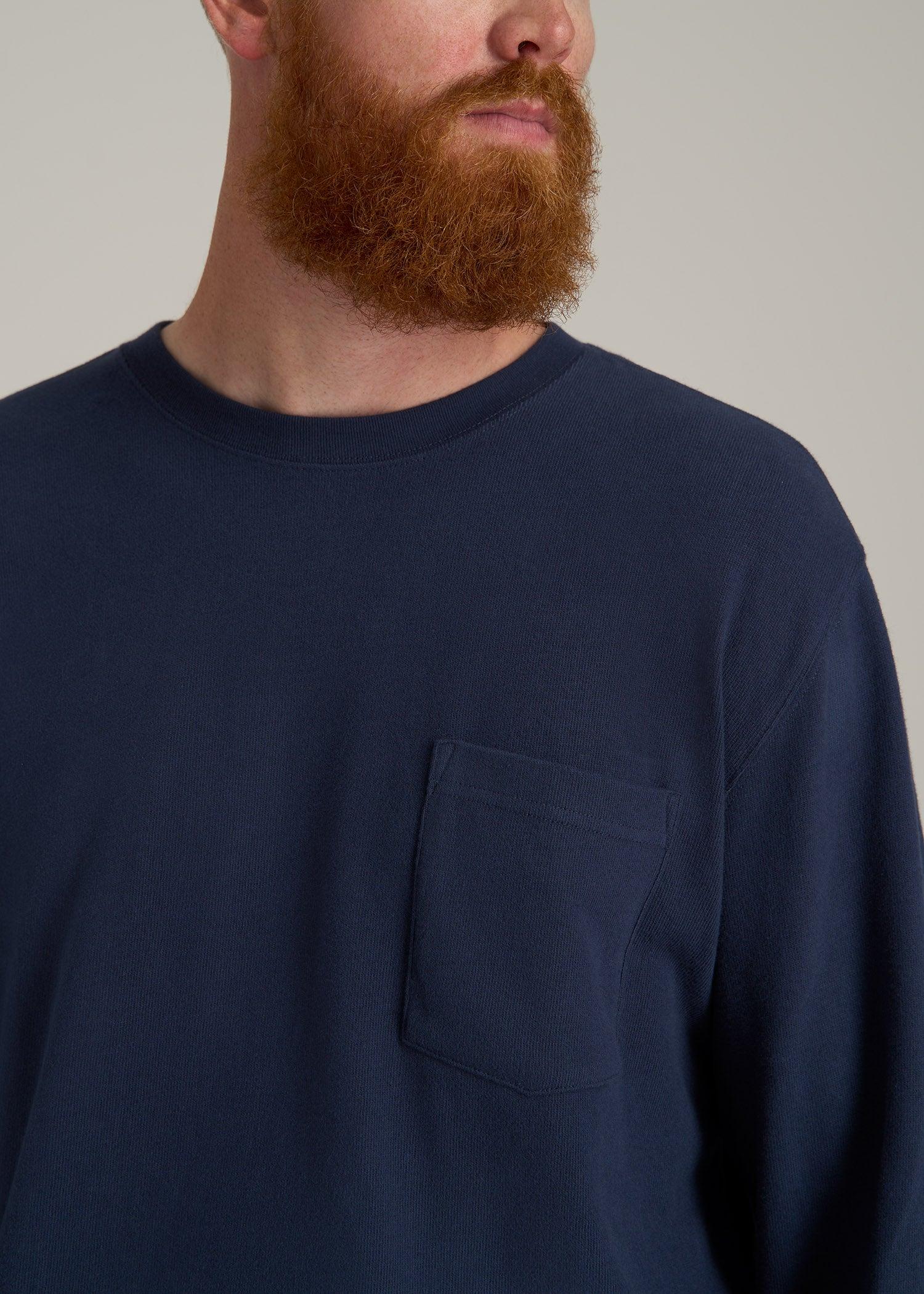 LJ&S Long Sleeve Workwear Pocket Tee for Tall Men in Midnight Navy Male Product Image