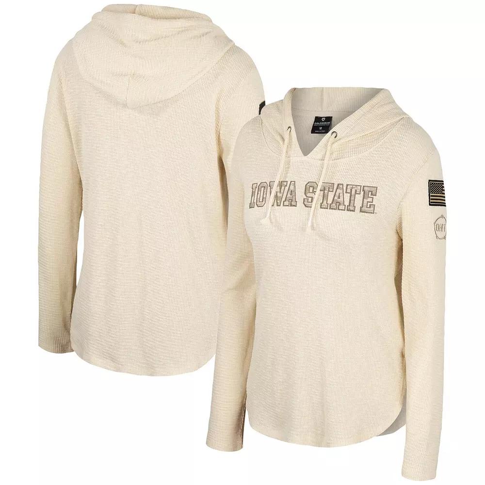 Women's Colosseum Cream Iowa State Cyclones OHT Military Appreciation Casey Raglan Long Sleeve Hoodie T-Shirt,  Product Image