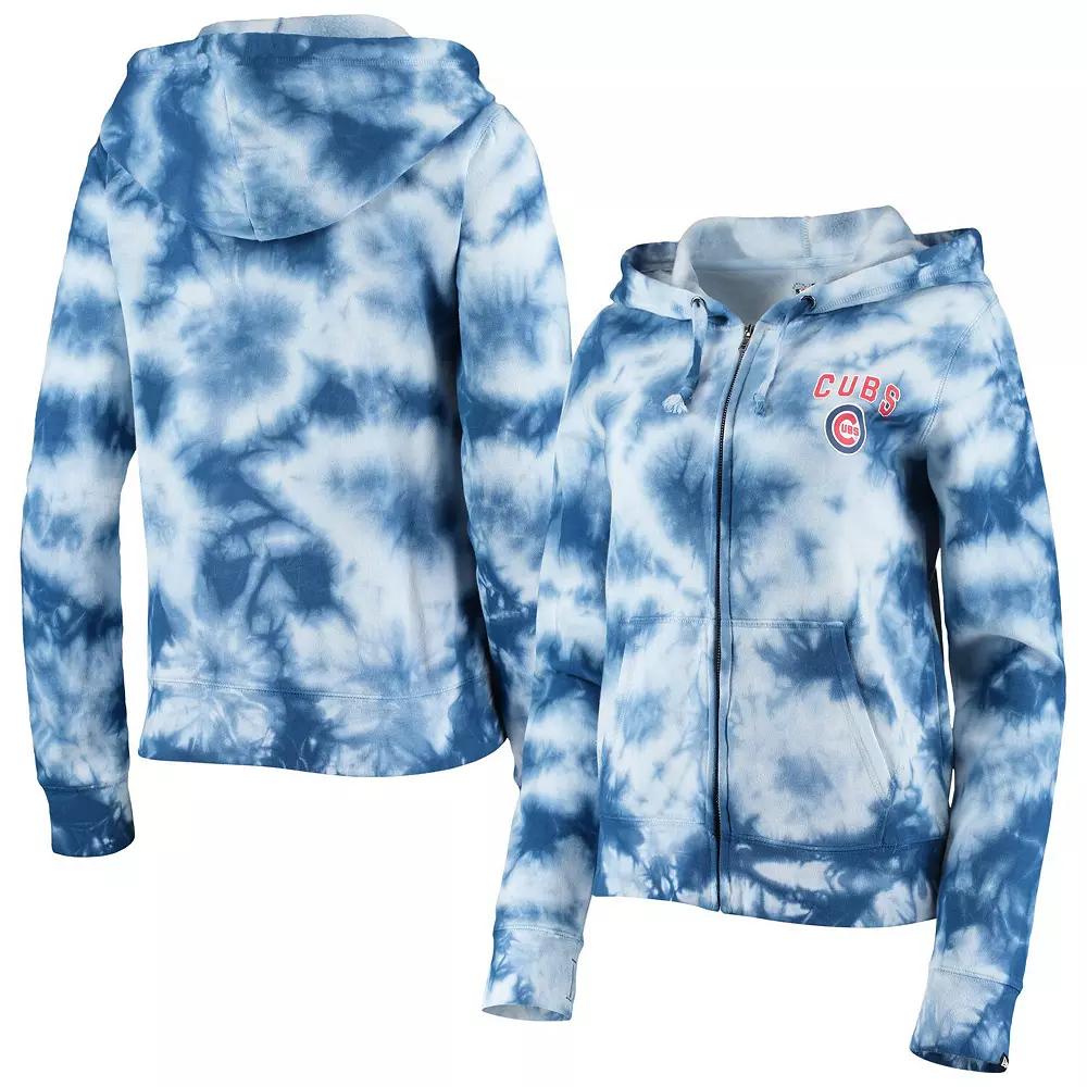 Women's New Era Royal Chicago Cubs Tie-Dye Fleece Full-Zip Hoodie,  Product Image