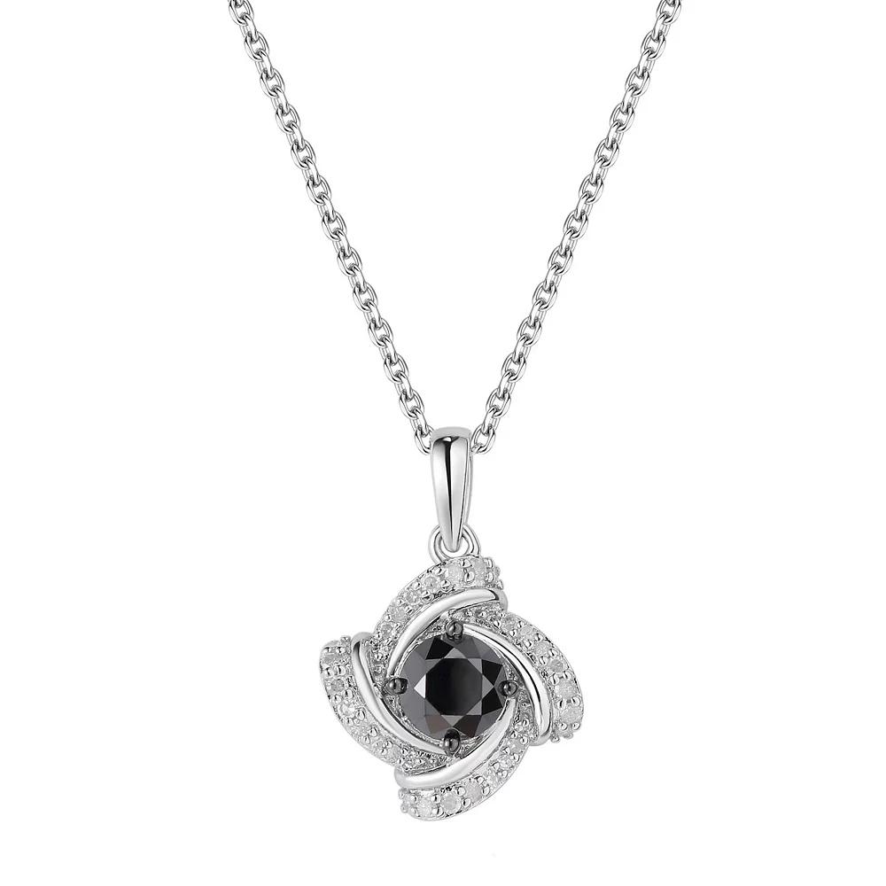 Sterling Silver 1 Carat T.W. Black & White Diamond Pendant Necklace, Women's Product Image