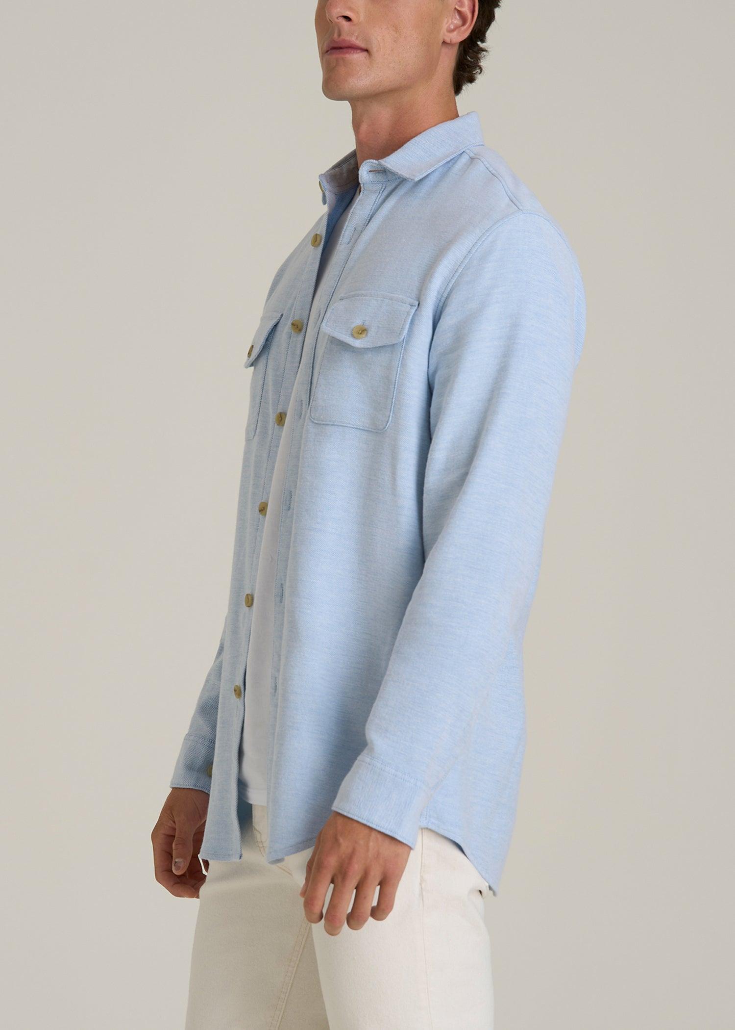 Everyday Comfort Terry Overshirt for Tall Men in Cloud Blue Male Product Image