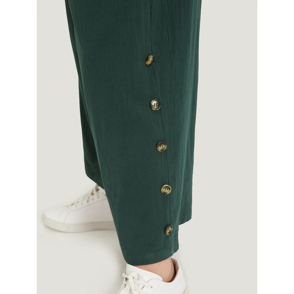 Plus Size Cyan Solid Button Detail Pocket Adjustable Straps Cami Jumpsuit Women Casual Sleeveless Square Neck Dailywear Loose Jumpsuits BloomChic 28/5X Product Image