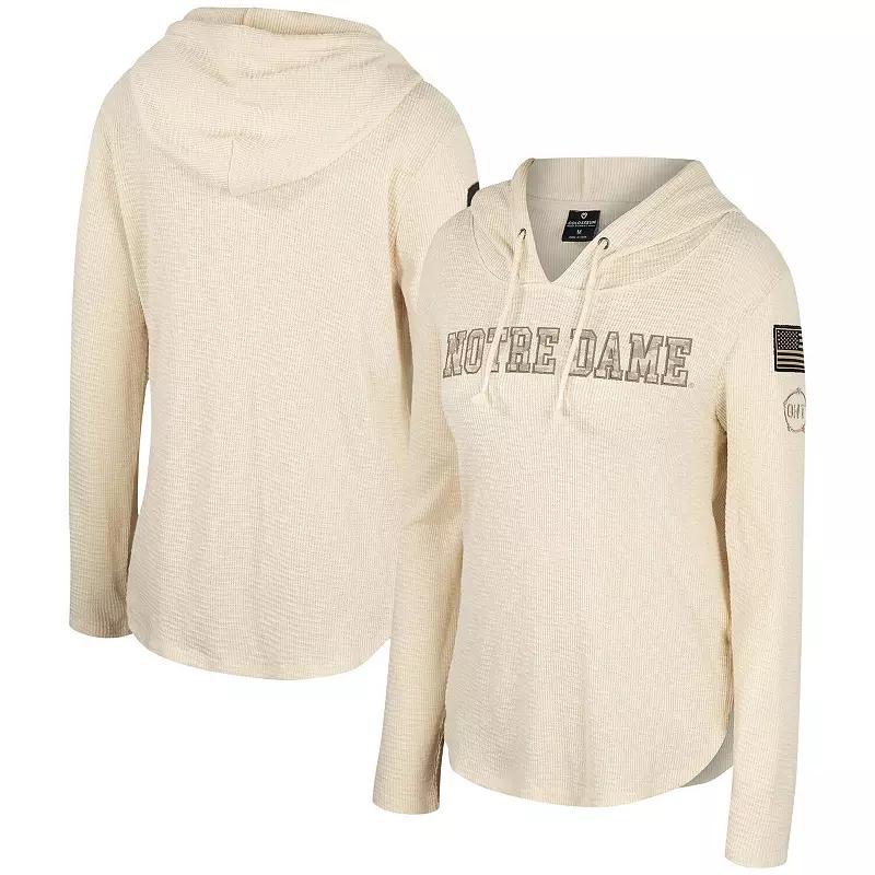 Womens Colosseum Cream Notre Dame Fighting Irish OHT Military Appreciation Casey Raglan Long Sleeve Hoodie T-Shirt Product Image
