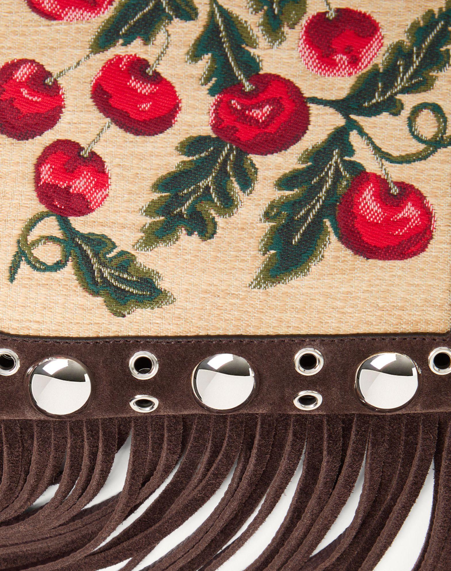 Valentino Garavani Nellcôte Small Shoulder Bag In Jacquard Raffia With Cherryfic Pattern Product Image