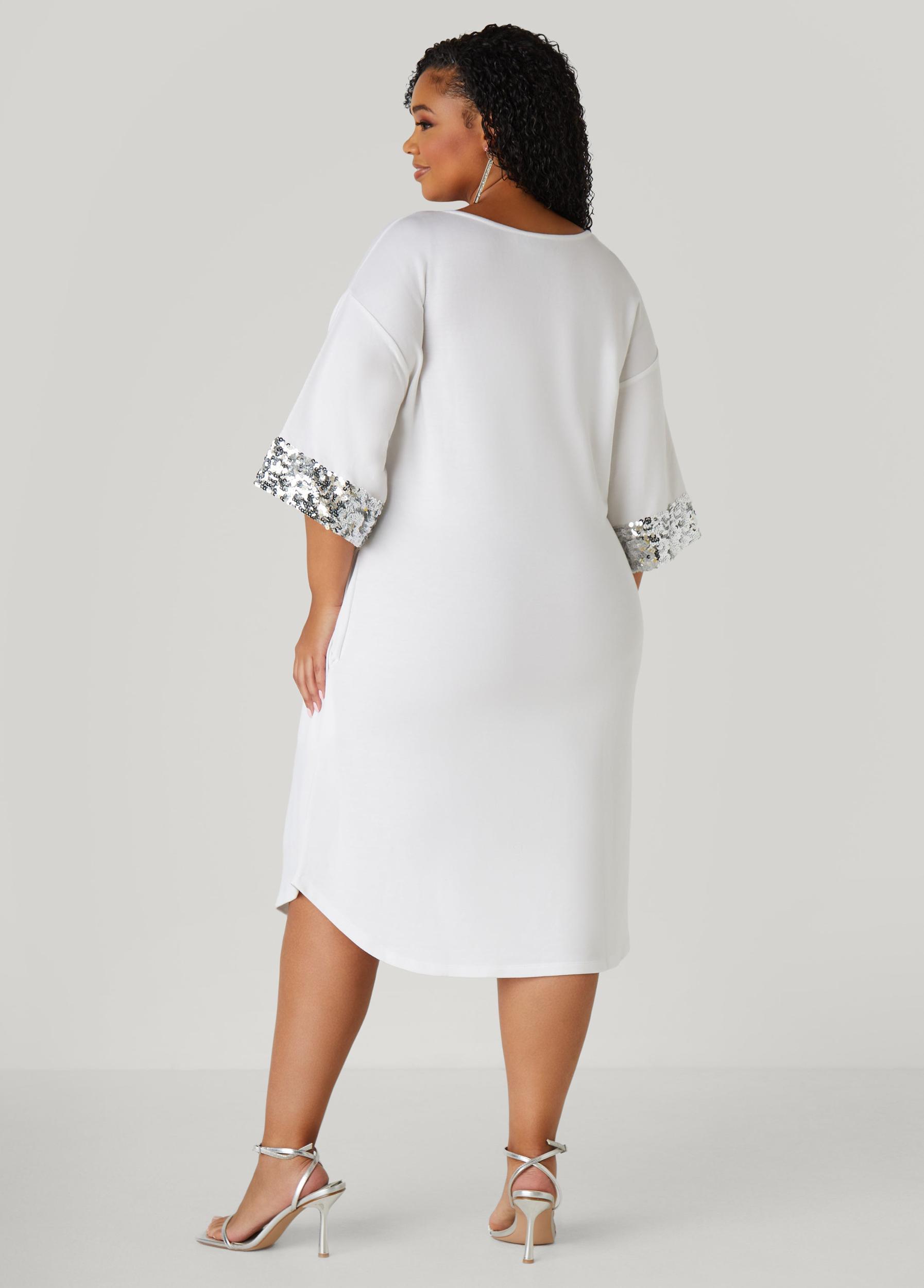 Plus Size Sequined Terry T Shirt Dress Ashley Stewart Product Image