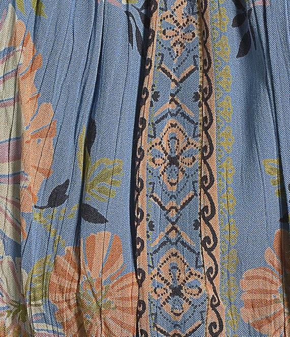 Angie Scoop Floral Print Neck Flutter Sleeve Coordinating Crop Top Product Image