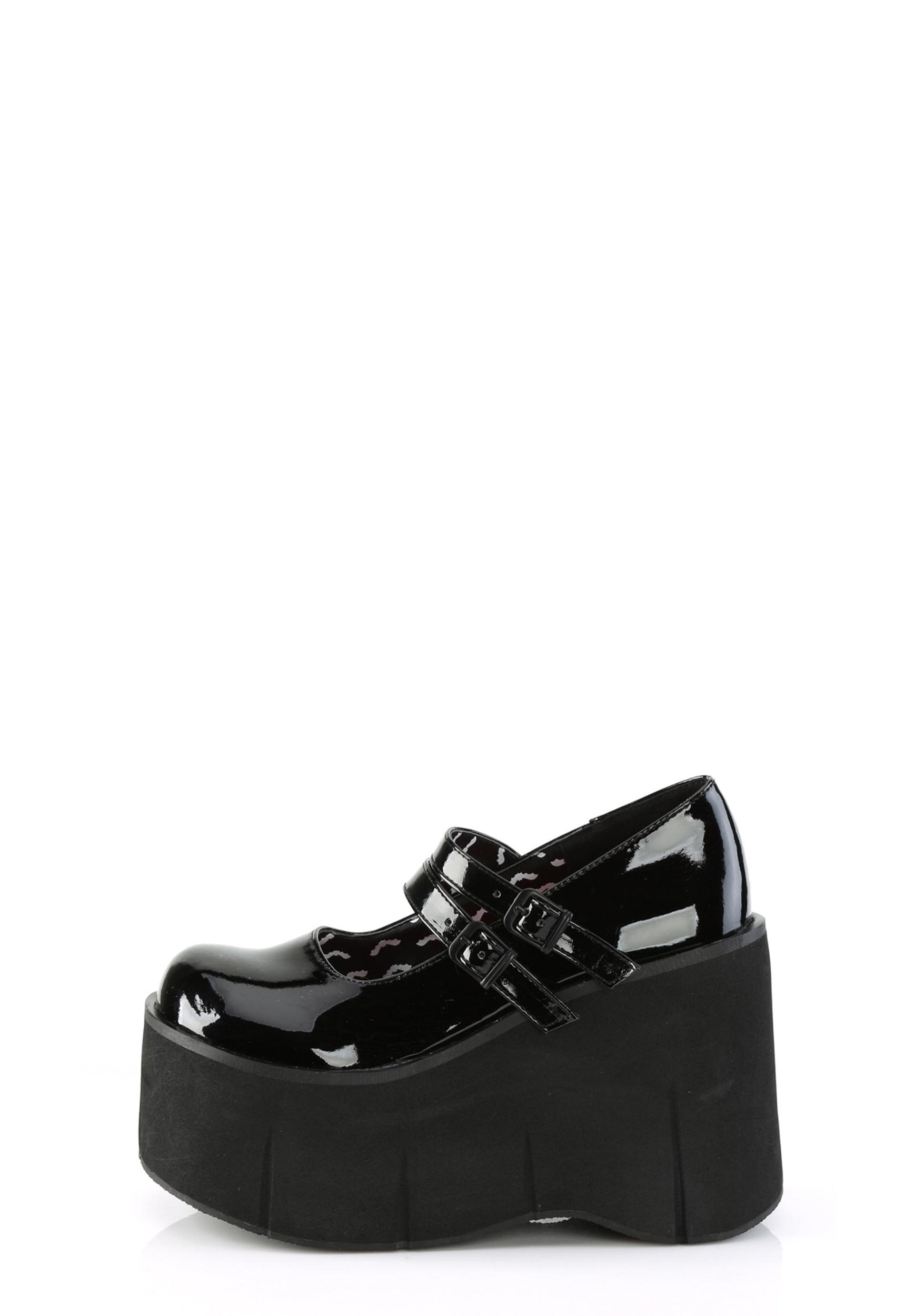 Demonia Kera 8 Patent Platform Mary Janes - Black Product Image