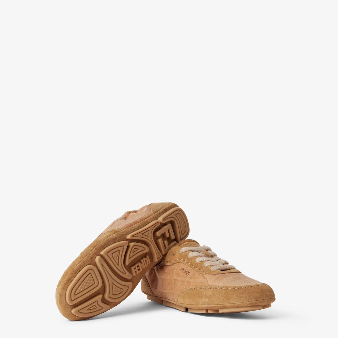 Fendi Fit sneakers Beige leather low-tops Product Image