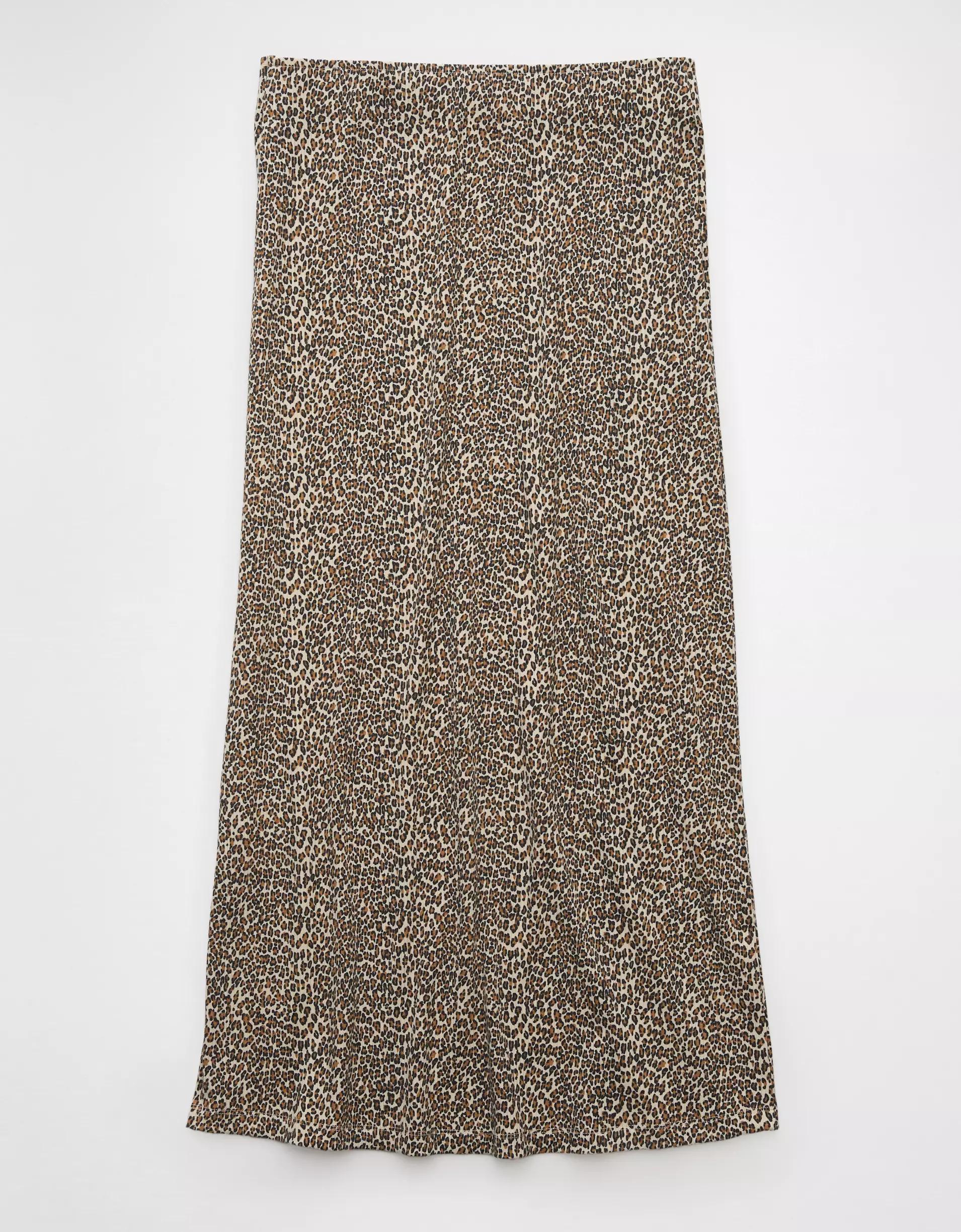 AE High-Waisted Leopard Column Maxi Skirt Product Image