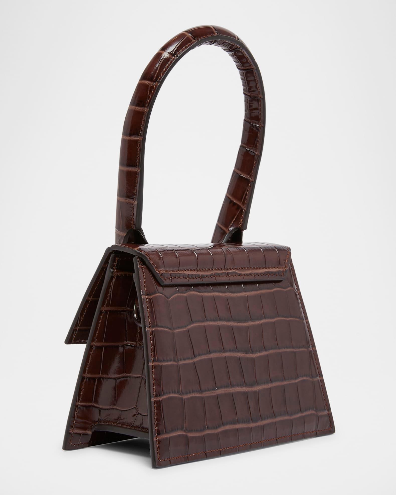 Le Chiquito Moyen Croc-Embossed Leather Top-Handle Bag Product Image