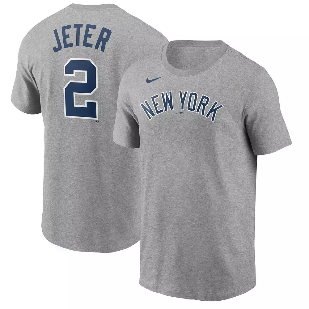 Mens Nike Derek Jeter Gray New York Yankees Name & Number T-Shirt Product Image