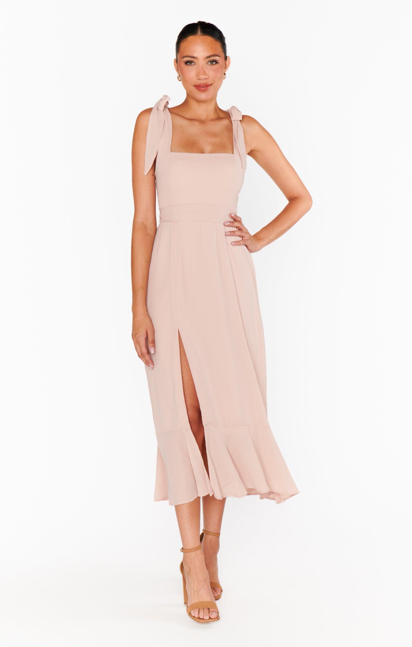 Claire Midi Dress ~ Dusty Blush Crisp Product Image