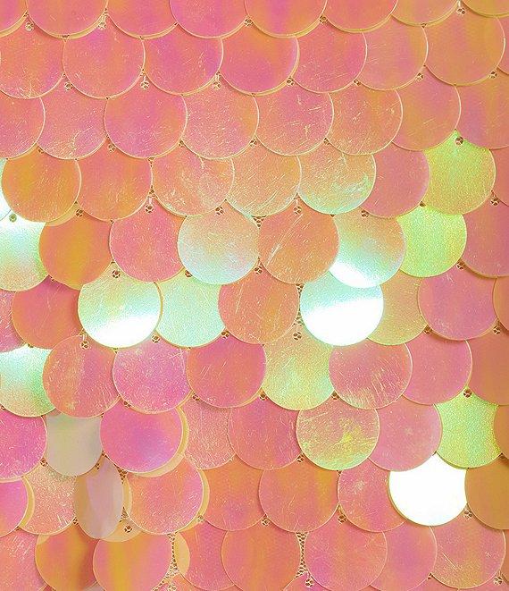 Skies Are Blue Sequin Fringe Hem Square Neck Sleeveless Cami Coordinating Crop Top Product Image