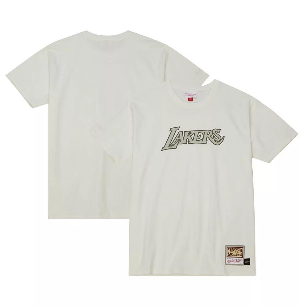 Men's Mitchell & Ness  Cream Los Angeles Lakers Hardwood Classics T-Shirt, Size: Large, Beige Product Image