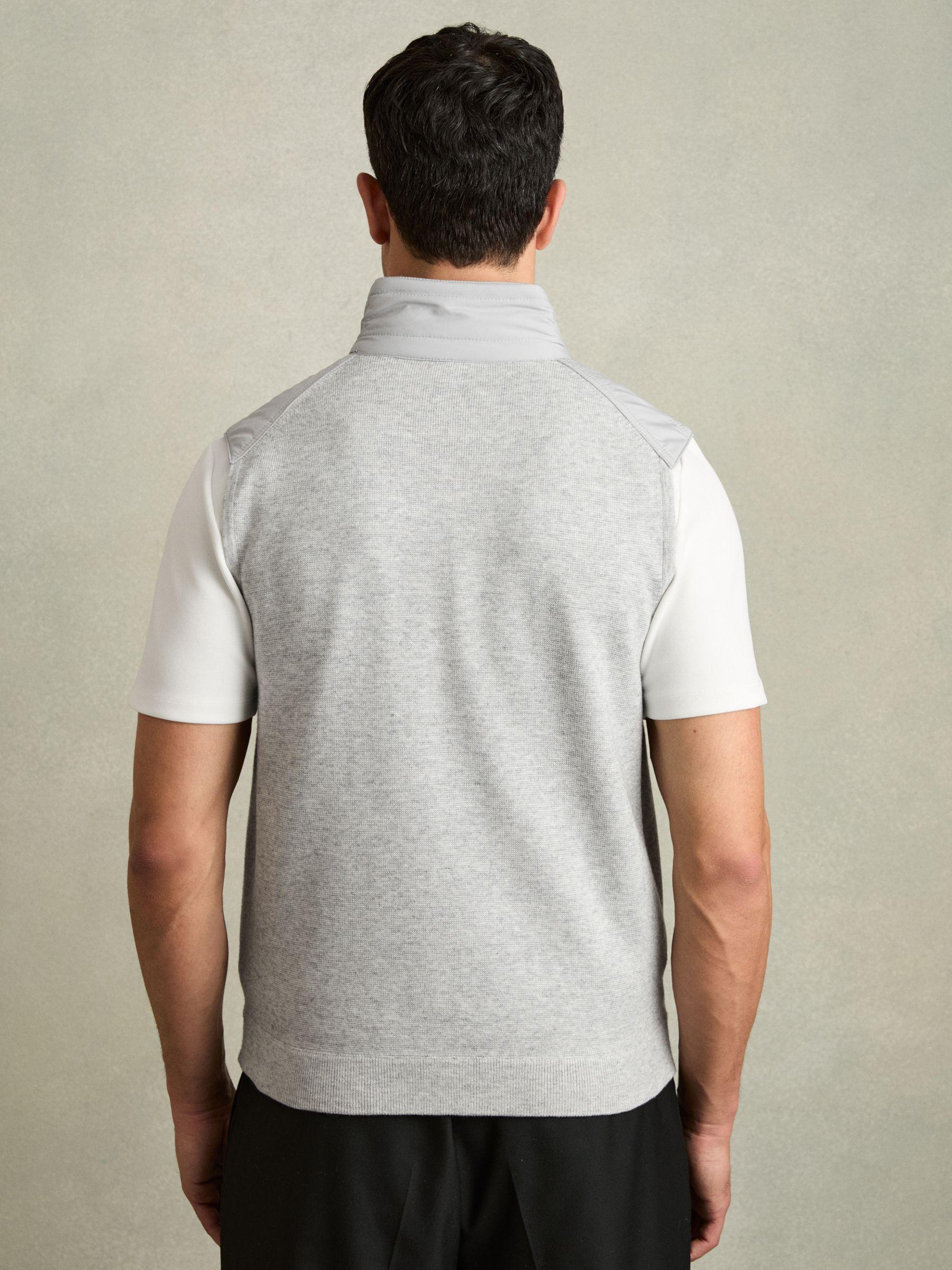 Hybrid Quilt and Knit Zip-Through Gilet in Soft Grey Product Image