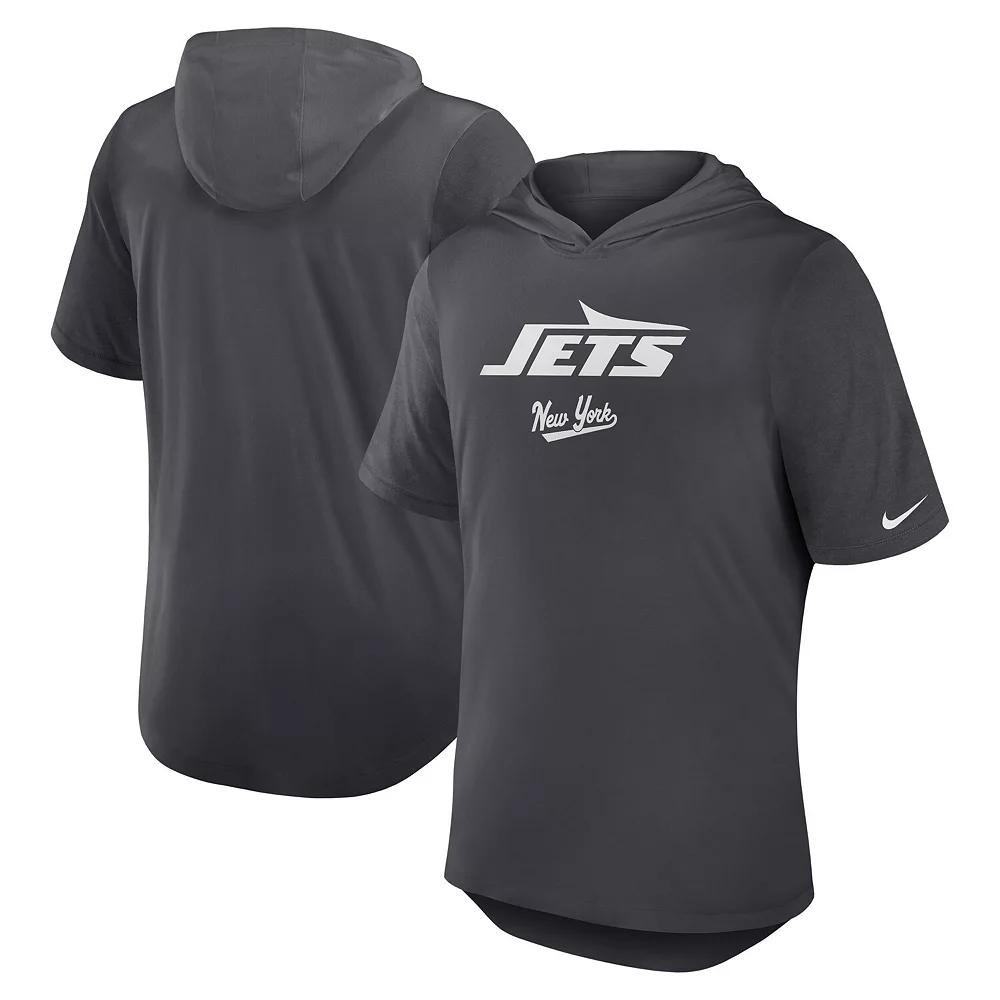 Men's Nike Anthracite New York Jets Tri-Blend Performance Hoodie T-Shirt,  Product Image