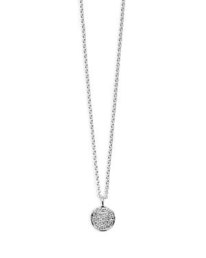 Womens Stardust Mini Flower Silver & Diamond Disc Pendant Necklace Product Image