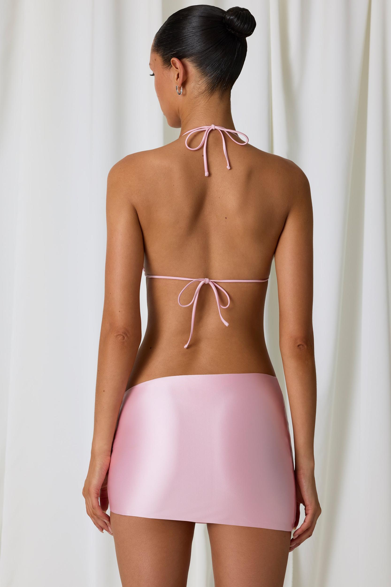 Asymmetric Ruched Micro Mini Skirt in Soft Pink Female Product Image