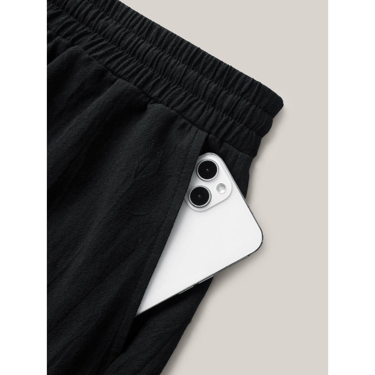 Plus Size Lace Trim Waist Drawstring Shorts Women Black Boho Vacation Shorts BloomChic 18-20/2X Product Image