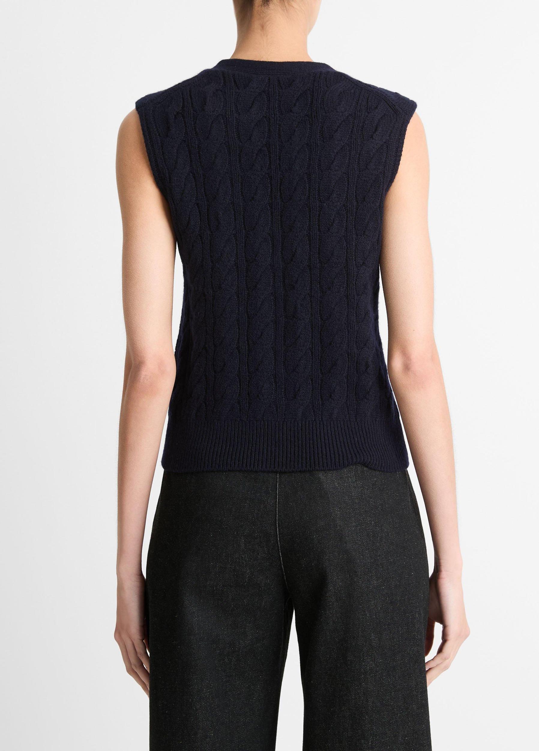 Cable Wool-Blend Button Sweater Vest Product Image