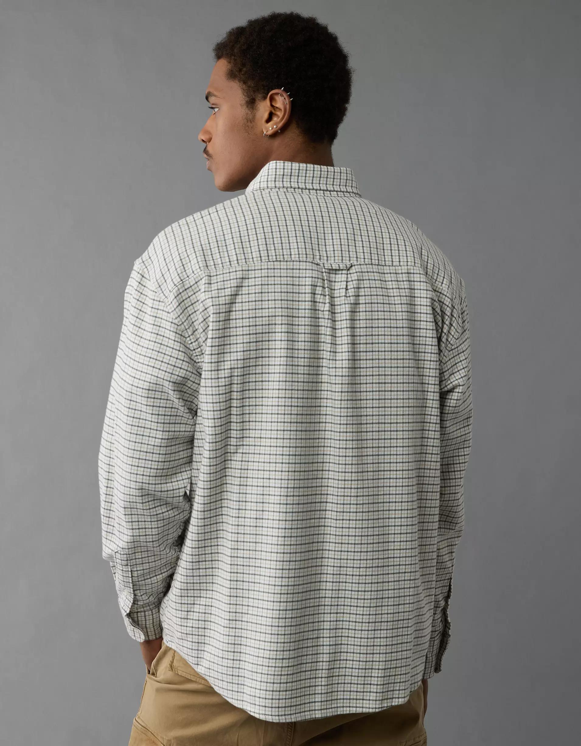 AE Everyday Plaid Flannel Button-Up Shirt Product Image