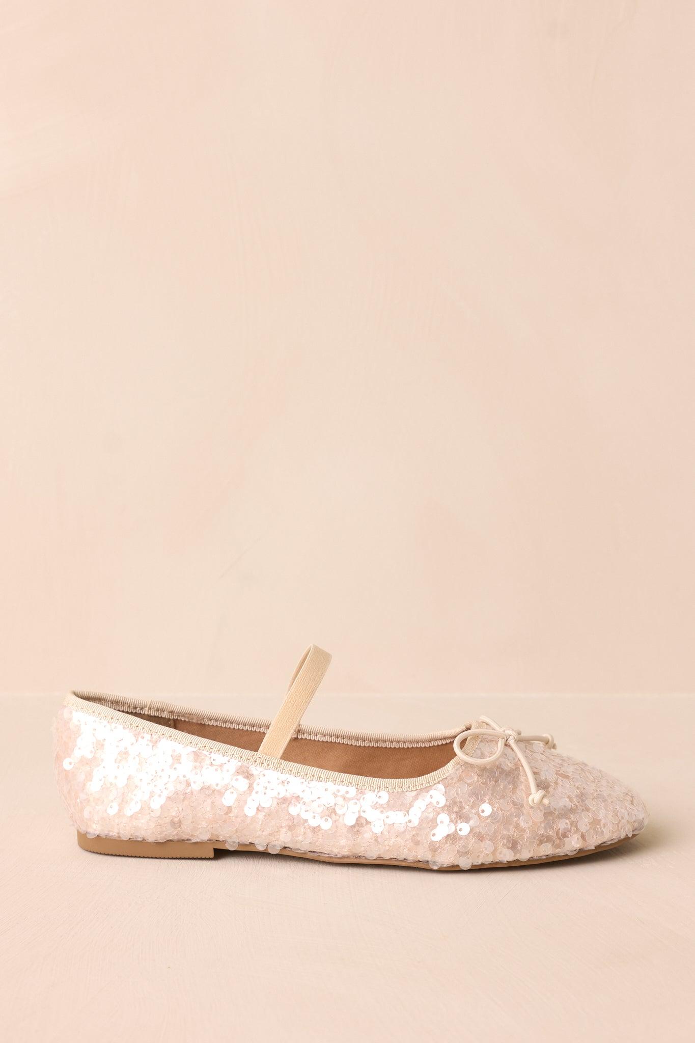A Step Closer Ivory Pearlescent Sequin Ballet Flat Product Image