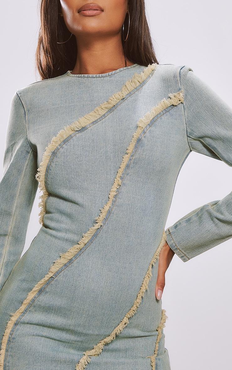 Vintage Wash Frayed Seam Detail Mini Dress Product Image
