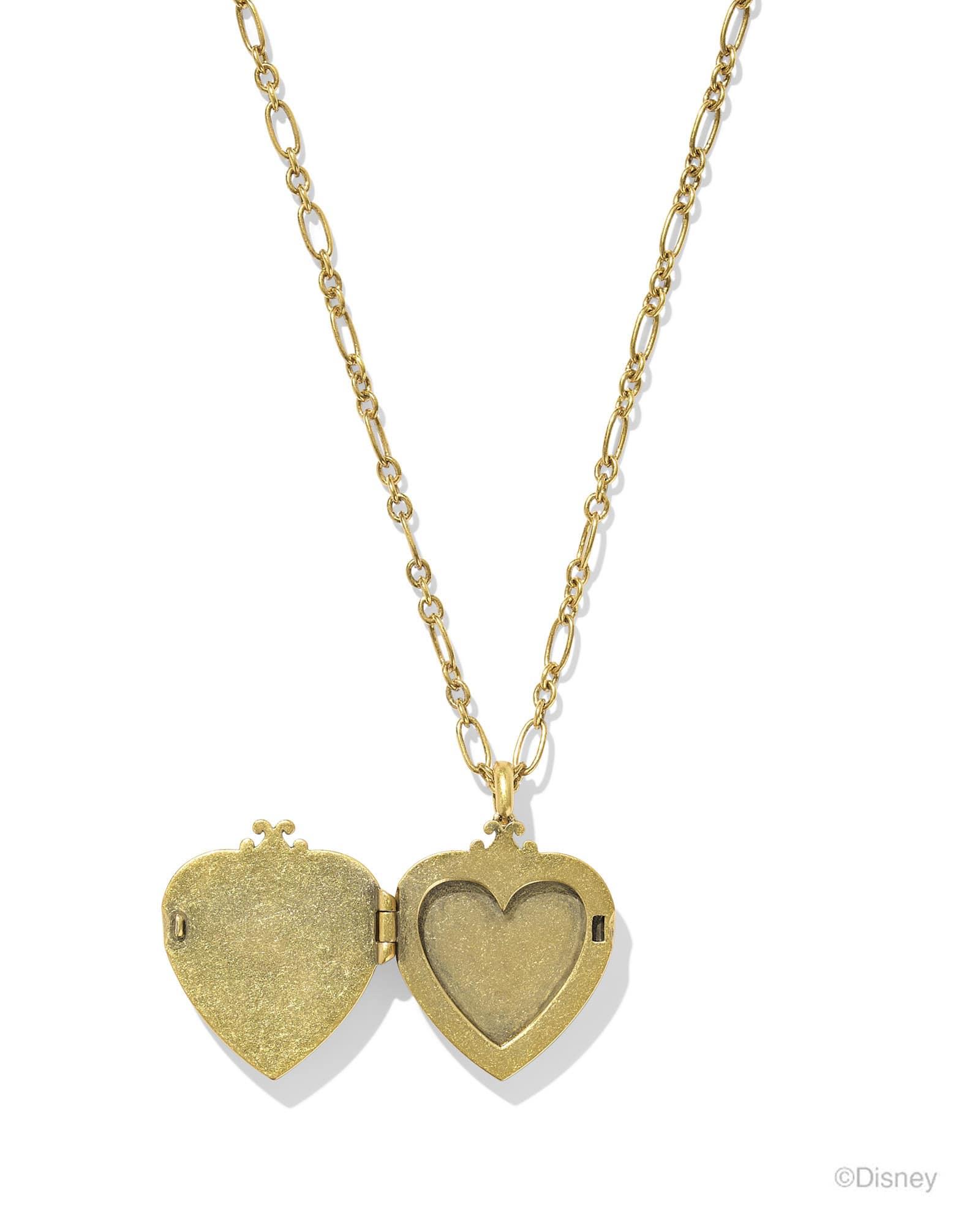 Disney | Kendra Scott Snow White Vintage Gold Locket Short Pendant Necklace in Royal Red Mother-of-Pearl Product Image