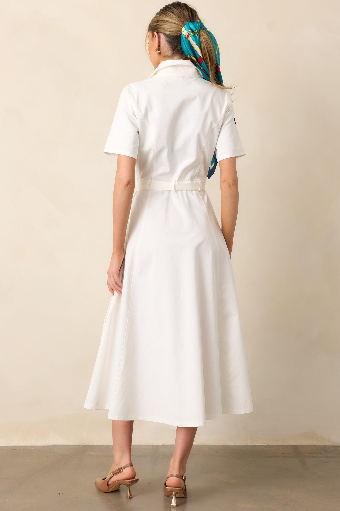 Making It Right White Cotton Belted Maxi Dress Product Image
