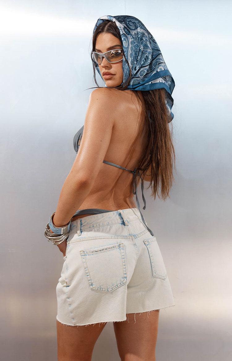 Talk That Talk Grey Sparkle Eyelet Bikini Bottoms Product Image