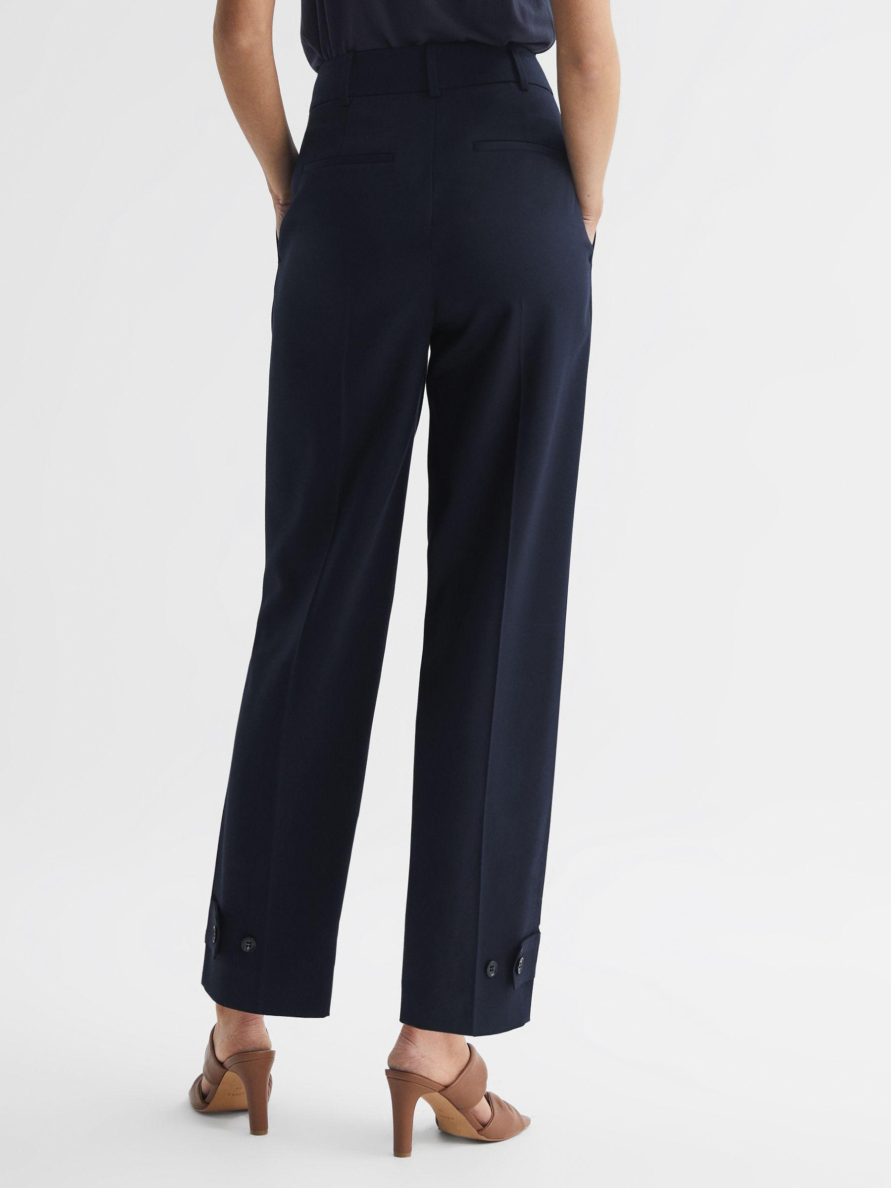 High Rise Cropped Tapered Trousers in Navy Product Image