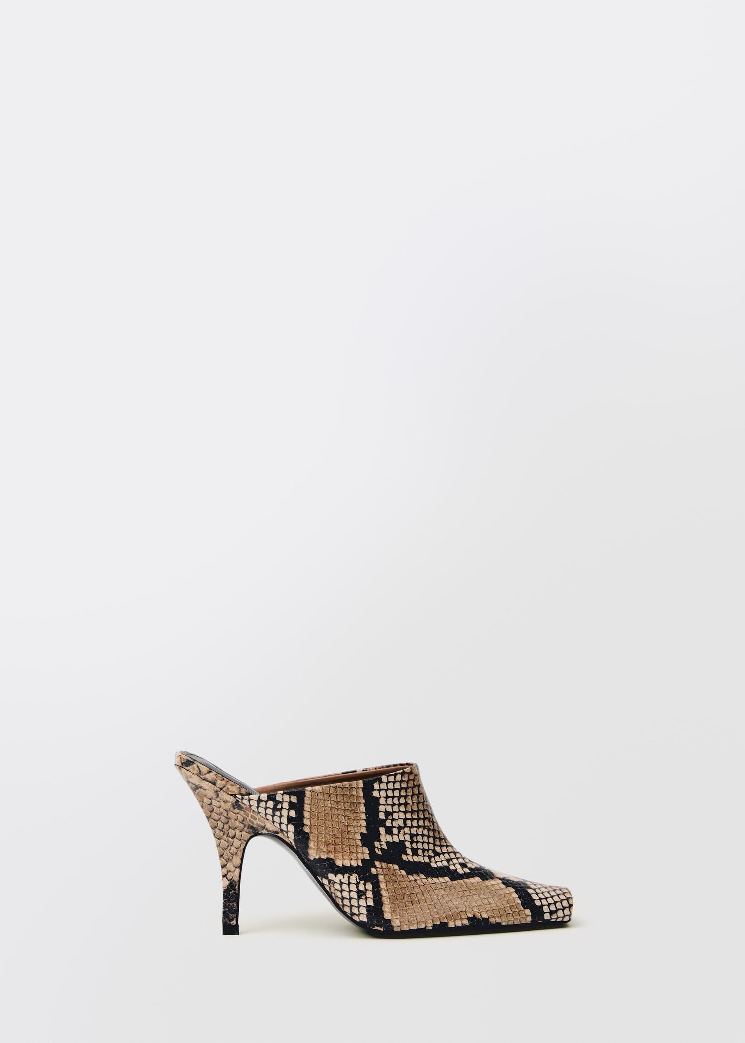 Animal-print open-back leather heeled shoes - Women | MANGO USA Product Image