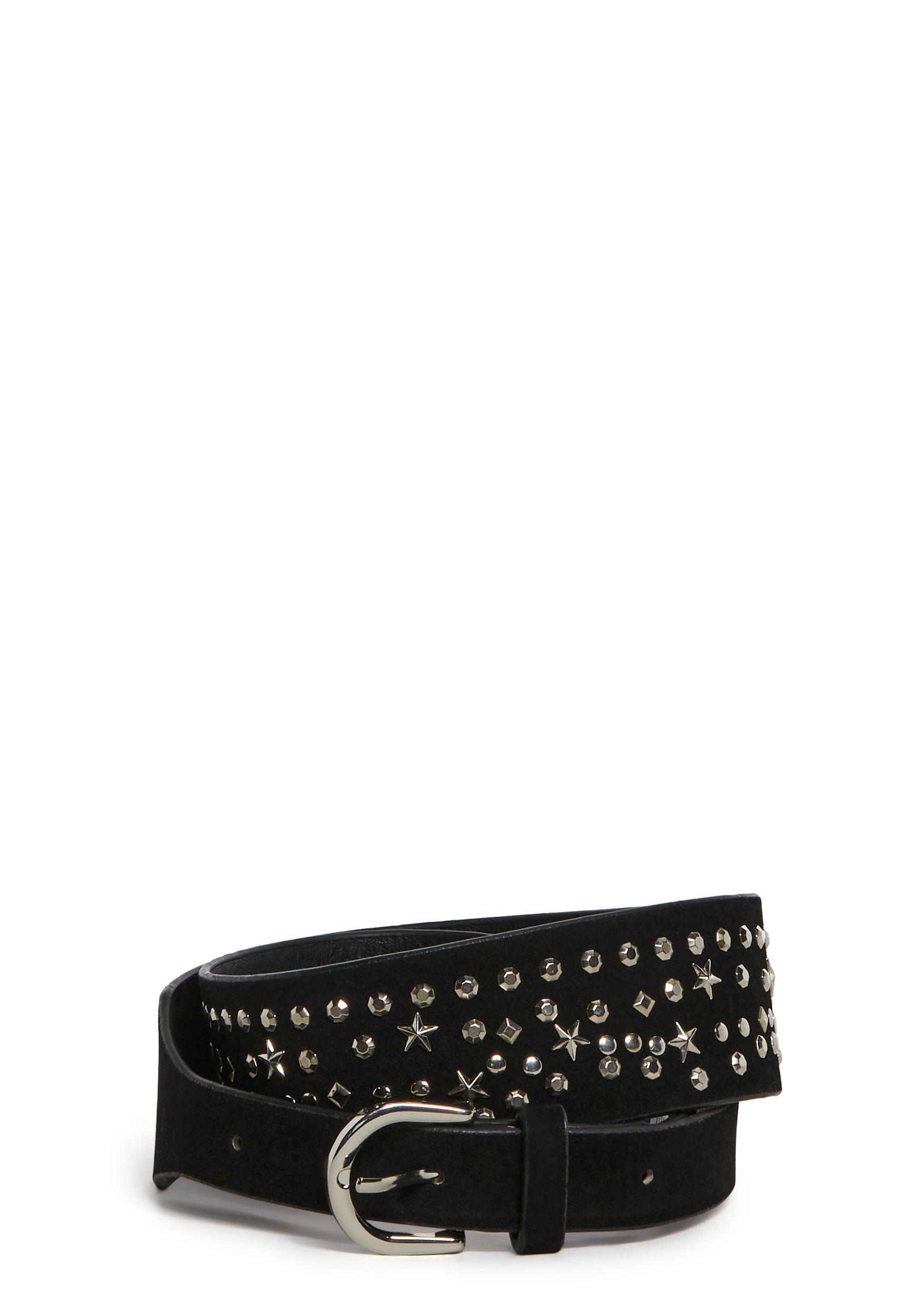 Star Stud Leather Belt - Black Product Image