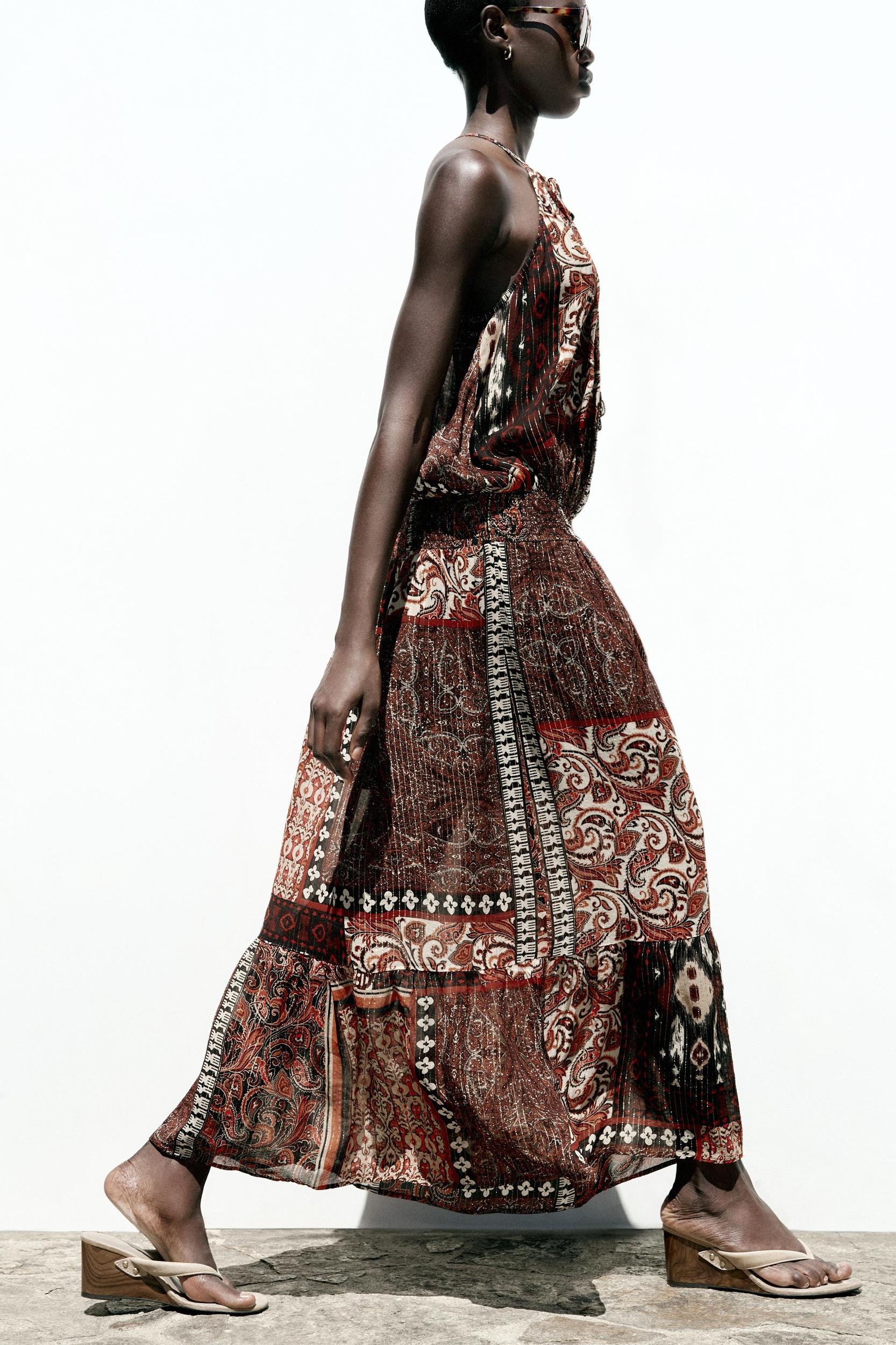 METALLIC THREAD PRINT DRESS Product Image