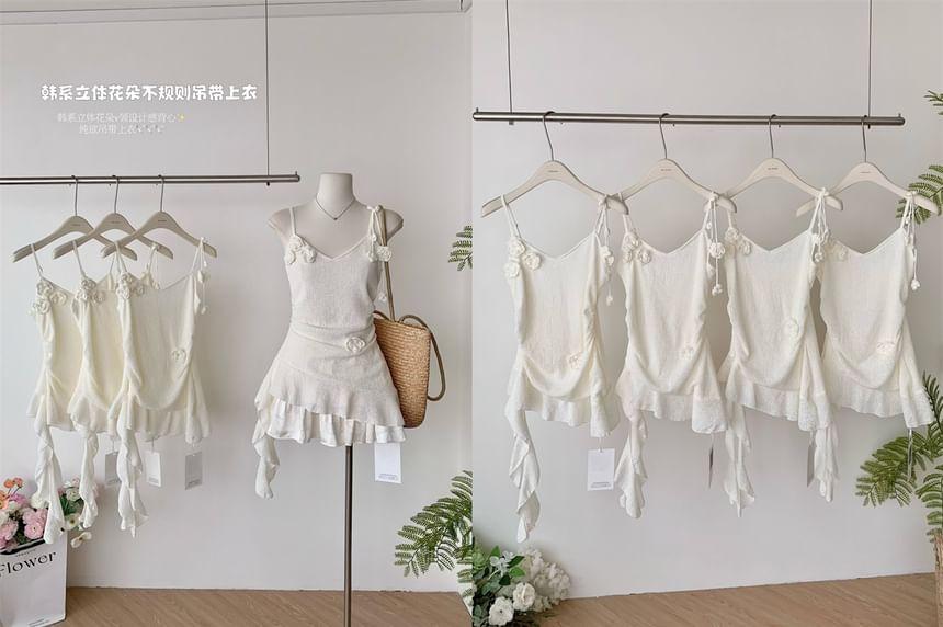 V-Neck Plain Ruffle Asymmetrical Cami Top Product Image