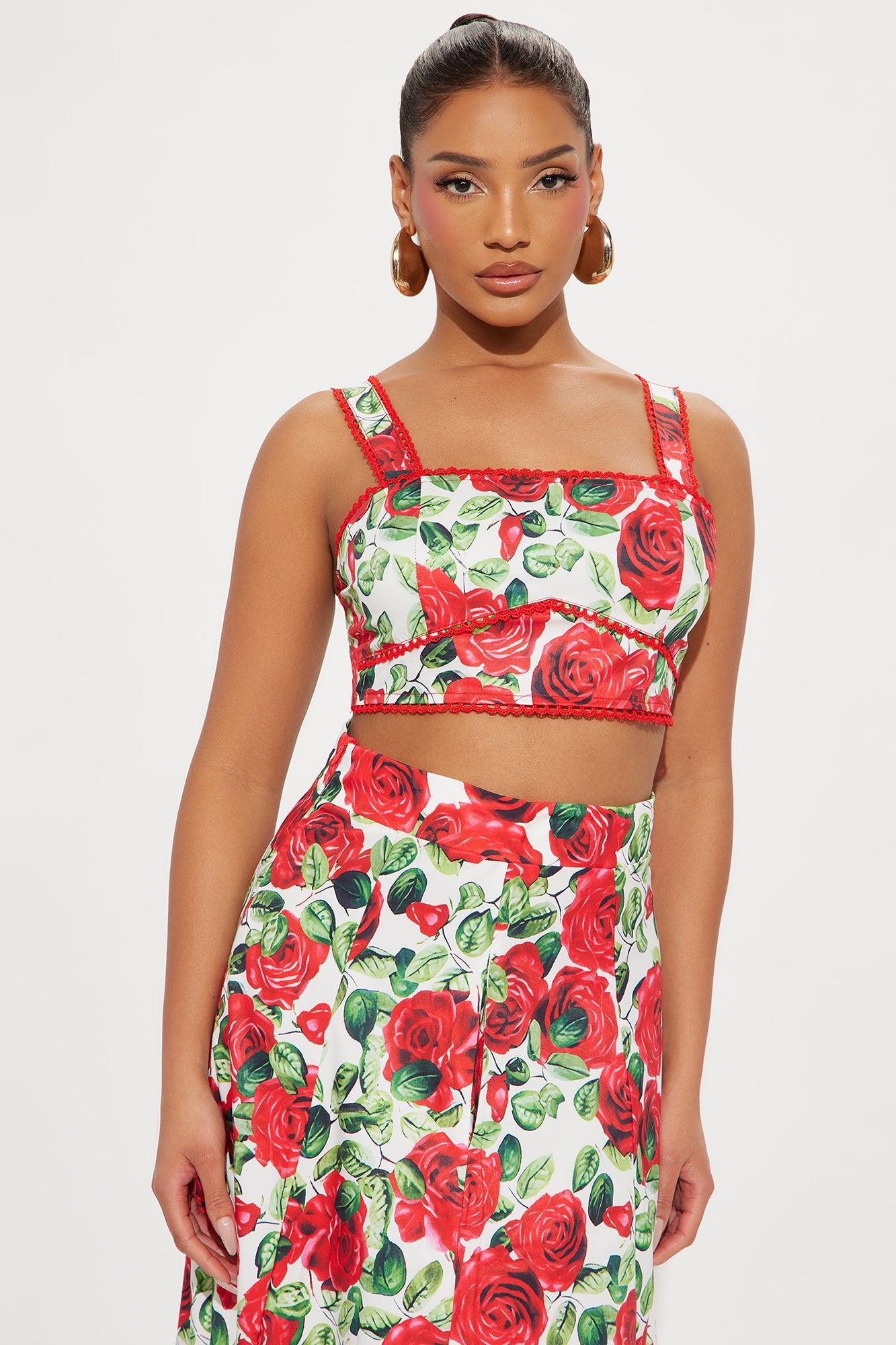 Floral Romance Skirt Set - Red/combo Product Image