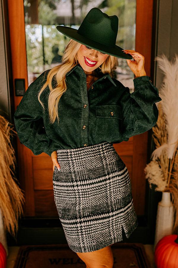 On My Mind Corduroy Button Up In Forest Curves Product Image