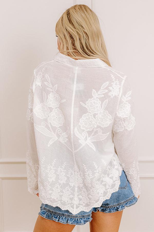 Sweet Aroma Embroidered Button Up in White Product Image
