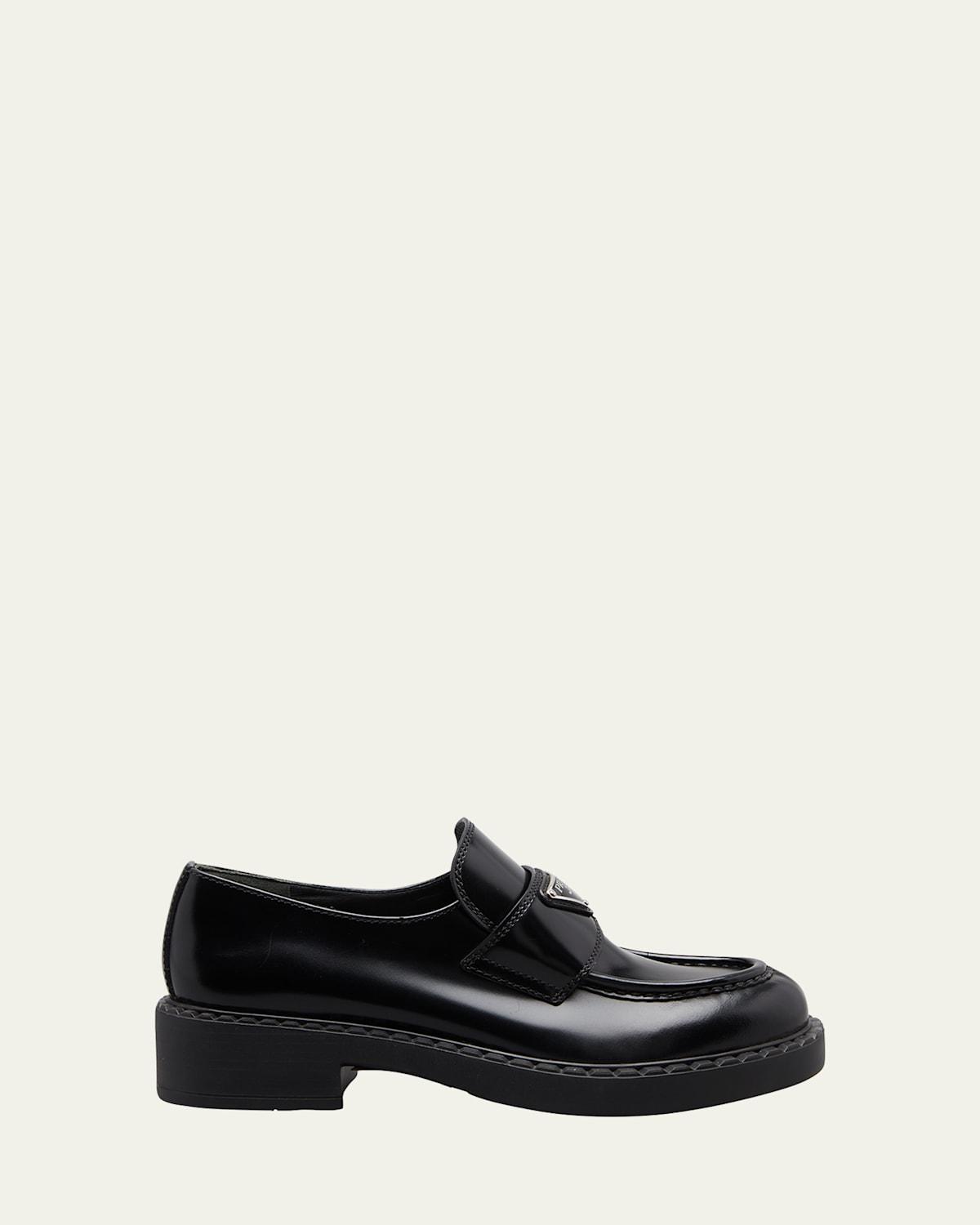 Leather Triangle Logo Loafers Product Image