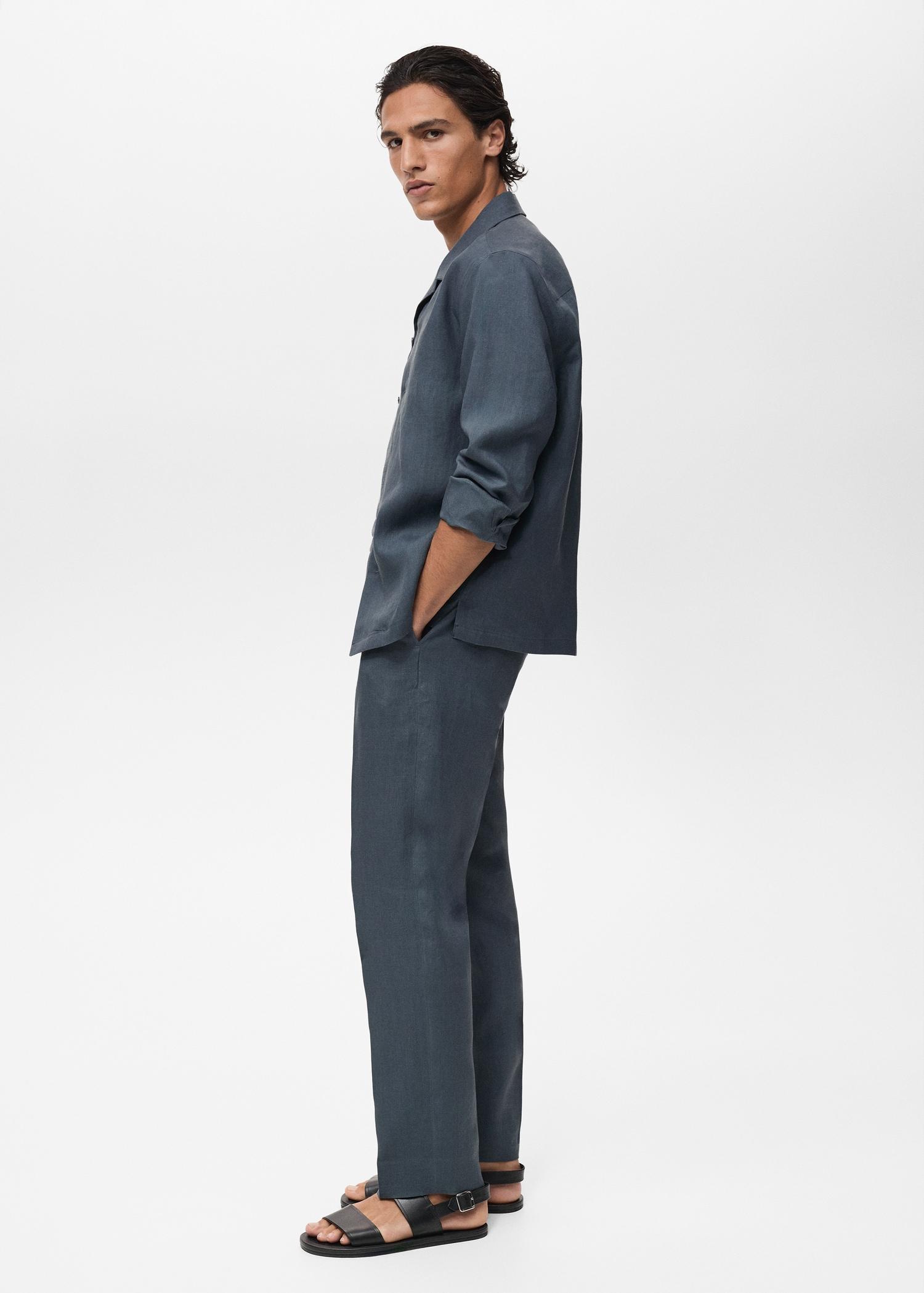 100% linen bowling-collar shirt - Men | MANGO USA Product Image