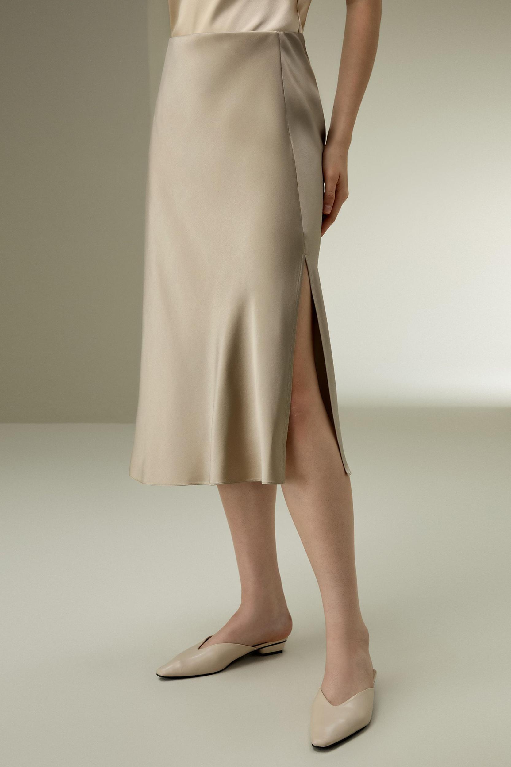 Bias-cut Silk Midi Skirt Product Image