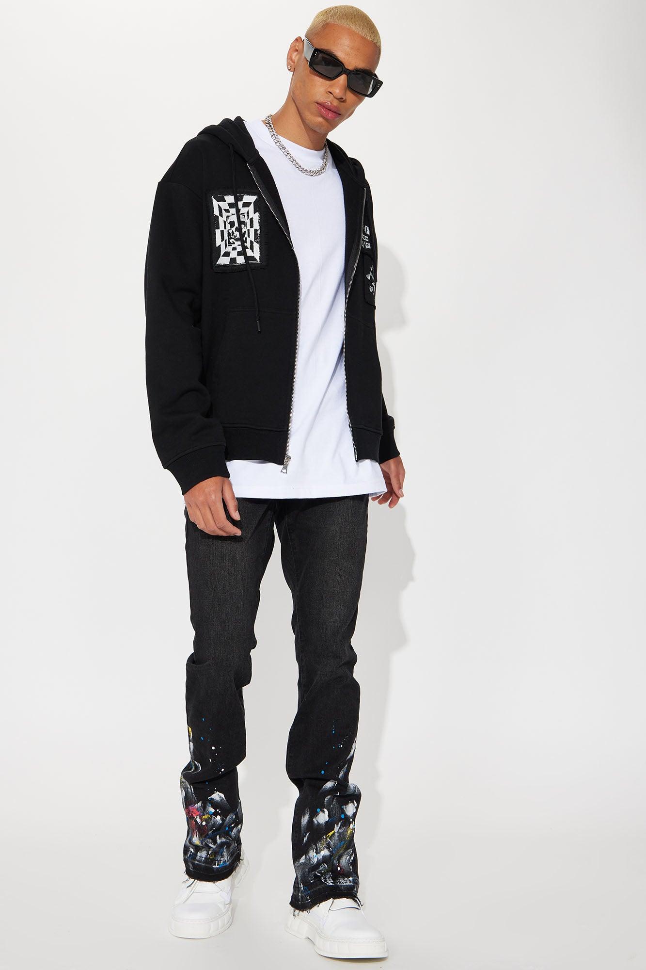 Paint The Town Stacked Skinny Flare Jeans - Black Product Image