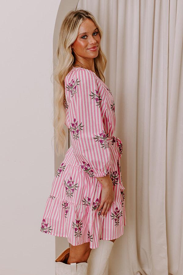 Kind Glance Stripe Mini Dress in Pink Product Image