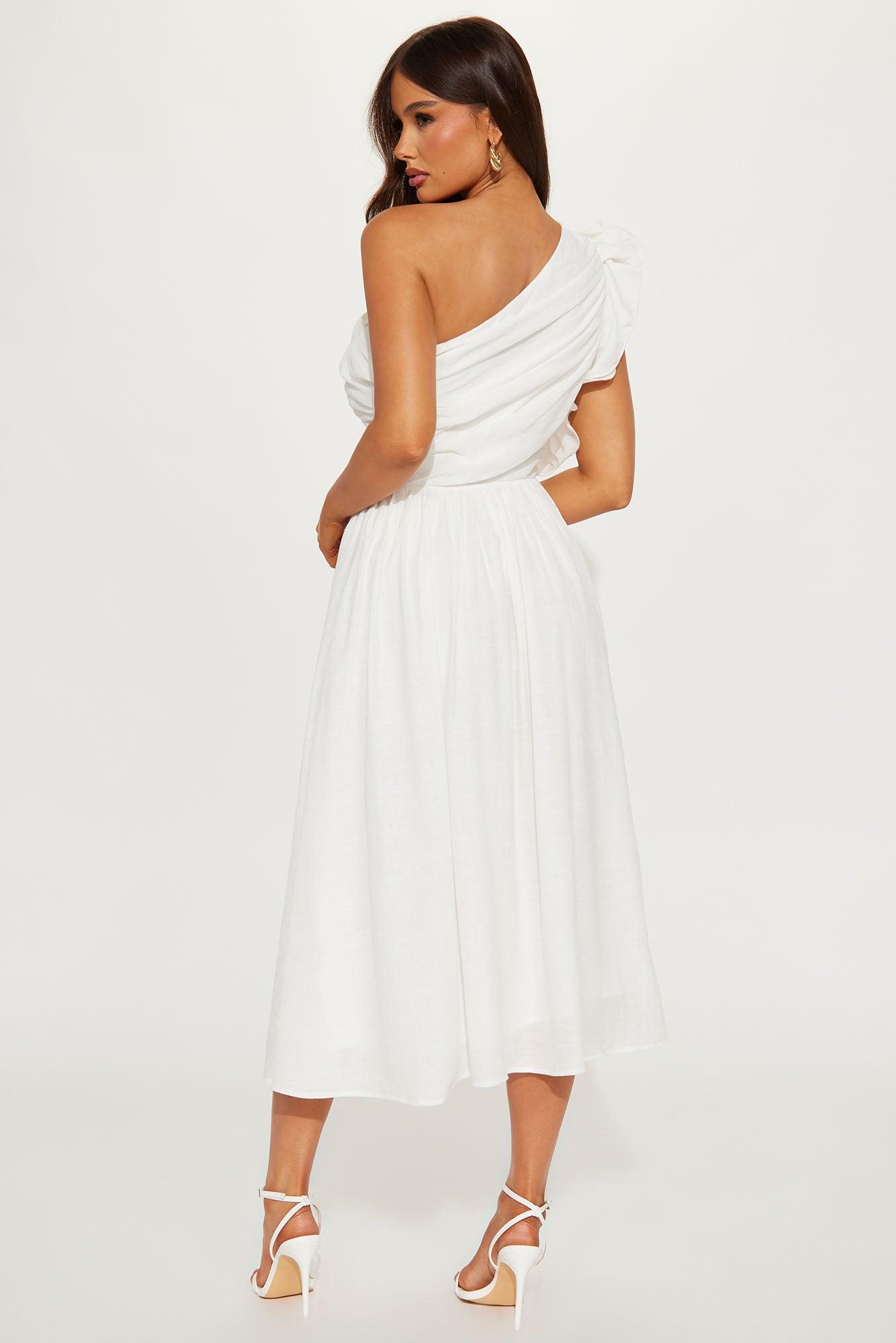 Clear Skies Ruffle Midi Dress - White Product Image