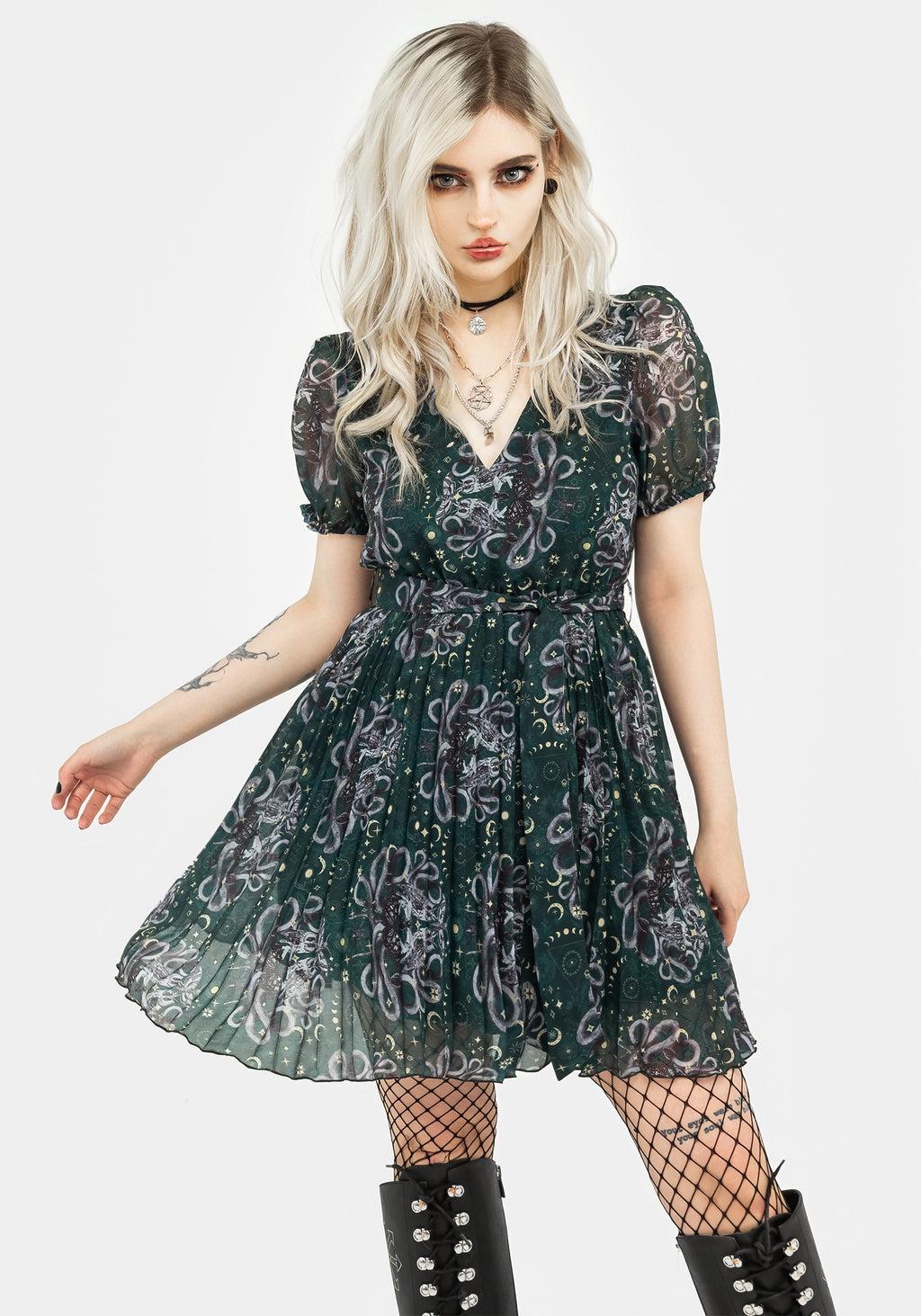 Cailleach Puff Sleeve Pleated Mini Dress Product Image