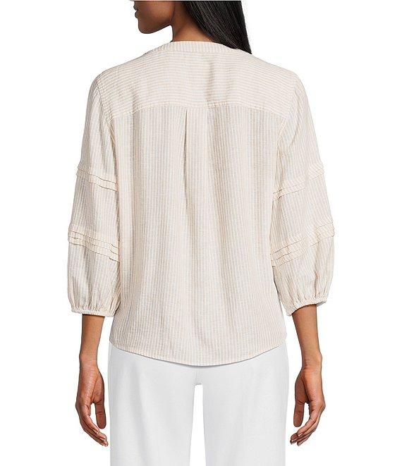 Westbound Stripe Print 3/4 Sleeve V-Neck Top Product Image