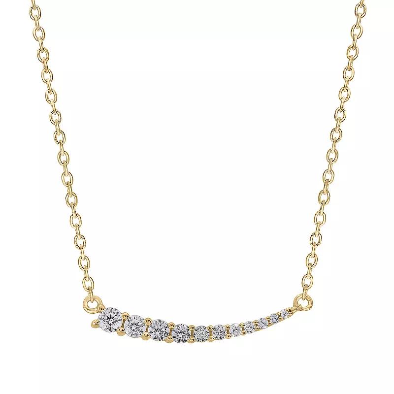 Irena Park Sterling Silver 1/4 Carat T.W. Diamond Crescent Necklace, Women's, Size: 18", Gold Tone White Product Image