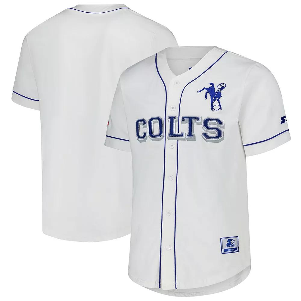 Men's Starter White Indianapolis Colts Relay Vintage Full-Button Baseball Jersey,  Product Image