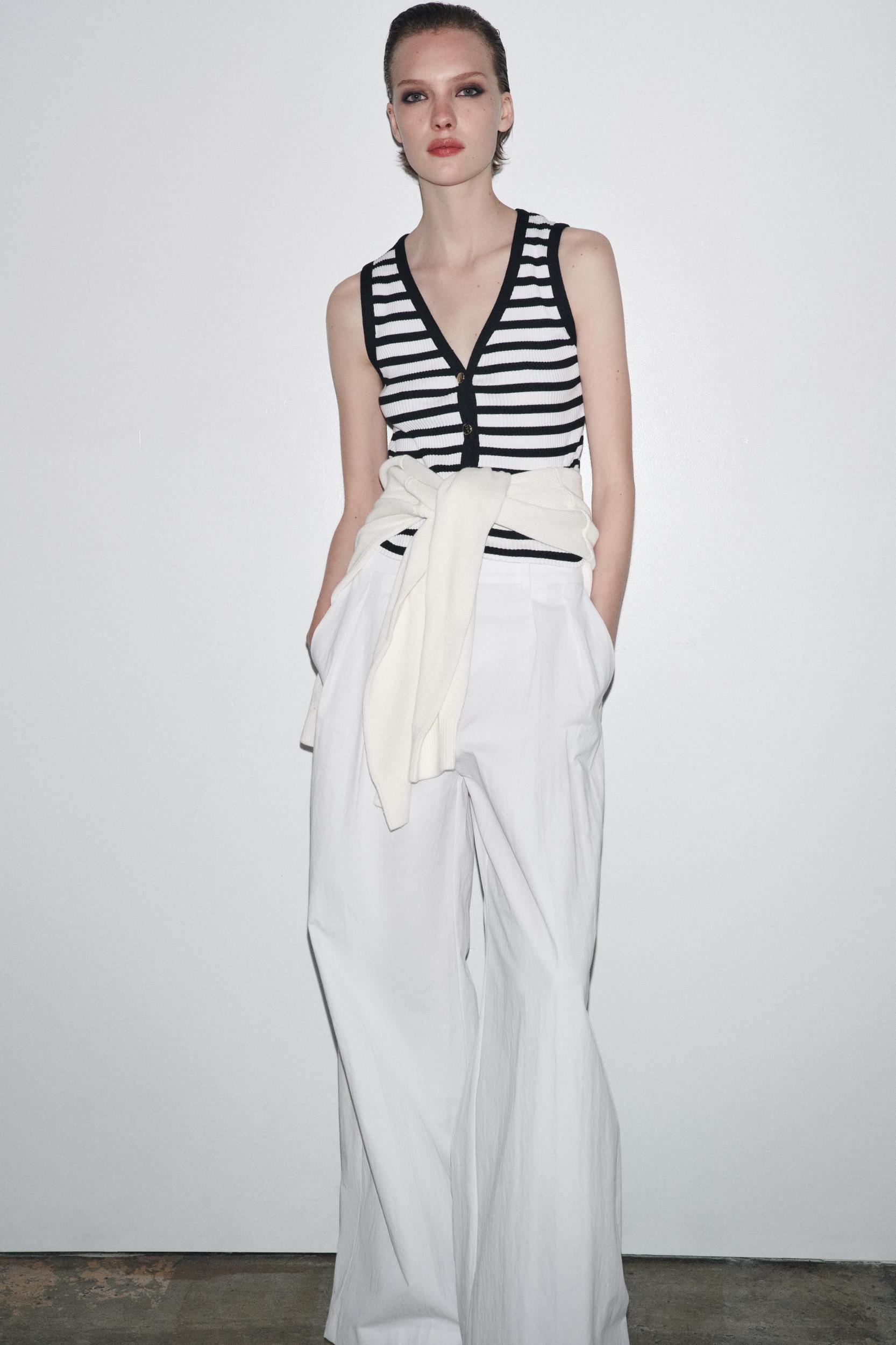 ZARA STRIPED BUTTON VEST Product Image